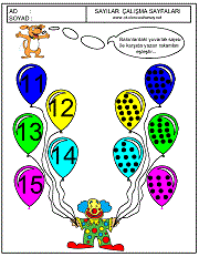 okul öncesi sayıları eşleştirme çalışma sayfaları